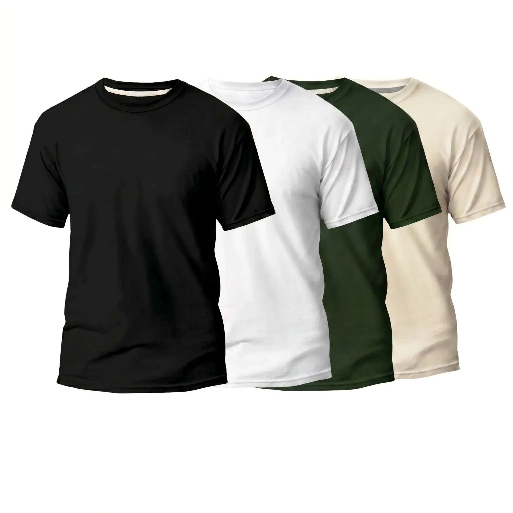 Kit de camisetas nas cores preta, branca, verde e off-white